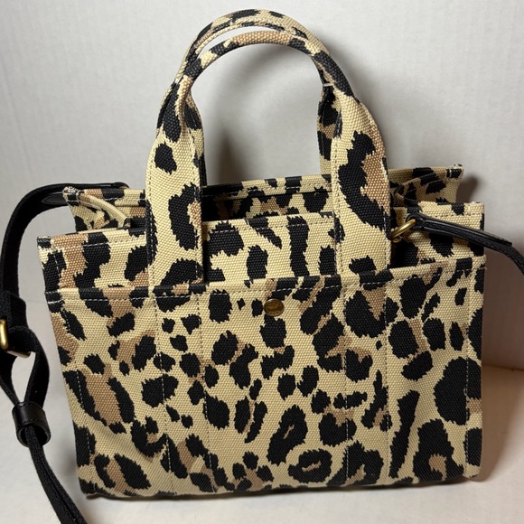 Coach Cargo Mini Canvas Leopard Print Tote Bag 20  Leopard W/ Dustbag - Picture 4 of 6